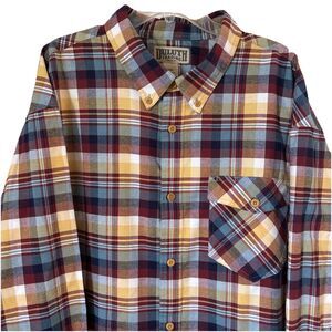 Duluth Trading Men's Shirt Yellow Blue Red 3XL Plaid Button Down Long Sleeve NWT